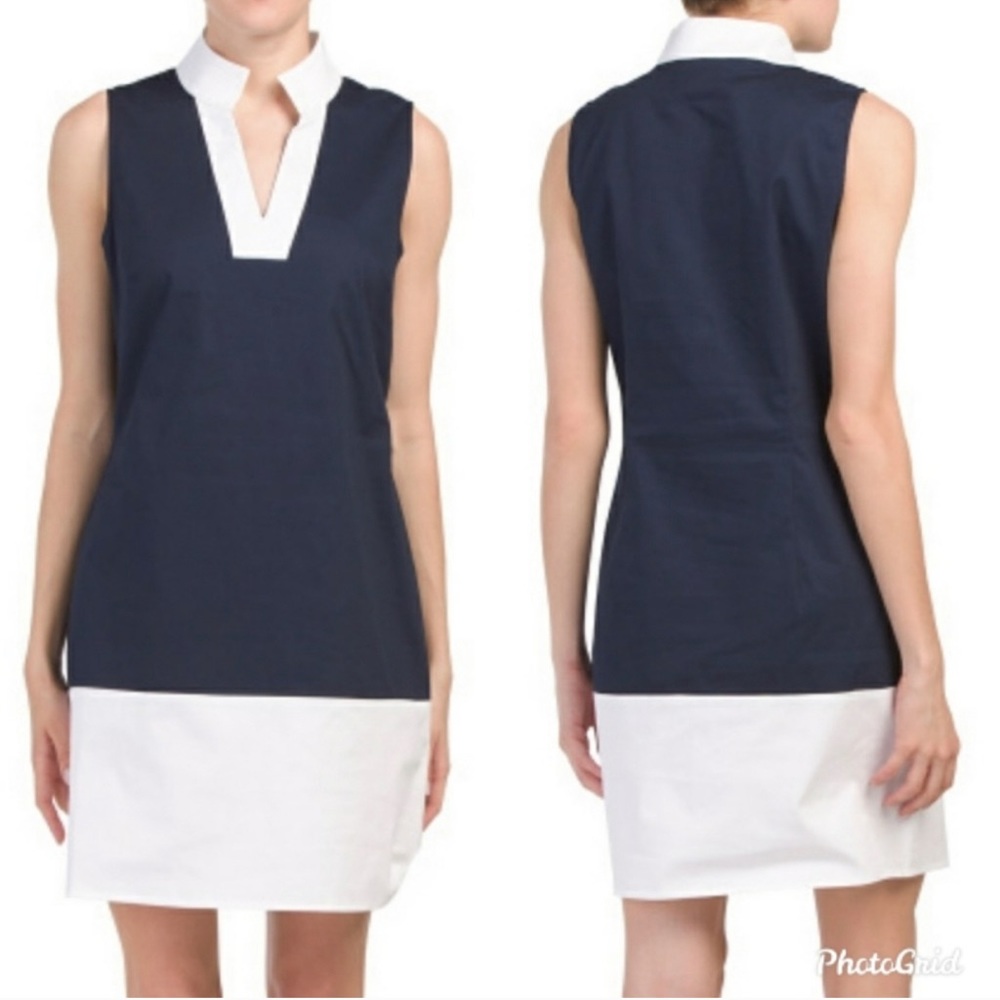 Sail to Sable navy white colorblock tank dress